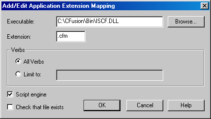 Add/Edit Application Extension Mapping